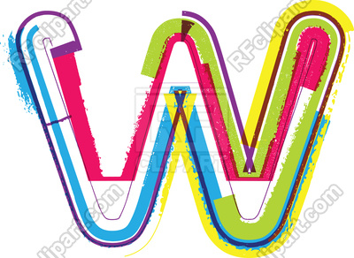 400x292 Colorful Grunge Font Letter W Royalty Free Vector Clip Art Image