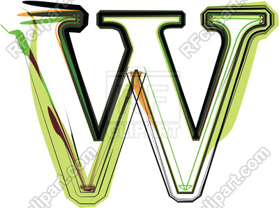 400x299 Organic Type Letter W Royalty Free Vector Clip Art Image