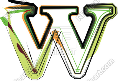 400x275 Organic Type Letter W Royalty Free Vector Clip Art Image
