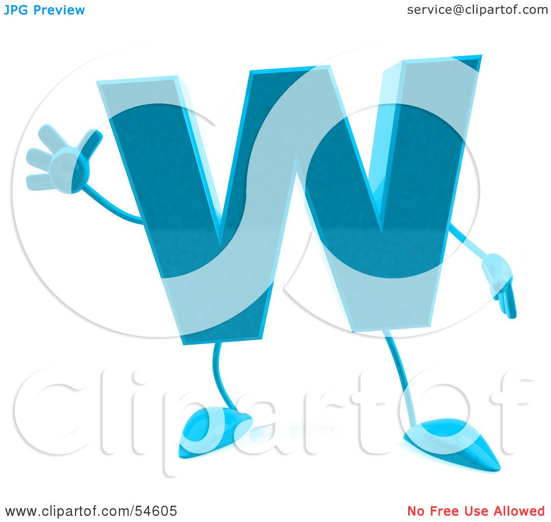 1080x1024 Royalty Free (Rf) Clipart Illustration Of A 3d Blue Letter W