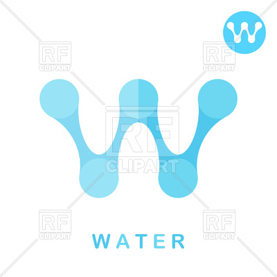 400x400 W Letter Water Logo Royalty Free Vector Clip Art Image