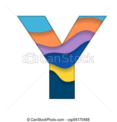 450x470 Colorful Letter Y. Abstract Cut Paper Letter Y Silhouette