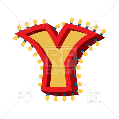 400x400 Letter Y Lamp Glowing Font Royalty Free Vector Clip Art Image