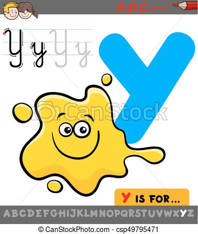 397x470 Letter Y With Cartoon Yellow Color. Educational Cartoon Vectors