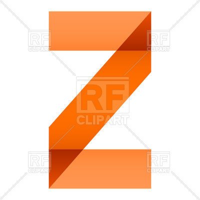 400x400 Orange Folded Letter Z On White Background Royalty Free Vector