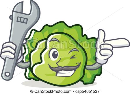 450x328 Mechanic Lettuce Character Mascot Style Vector Illustration