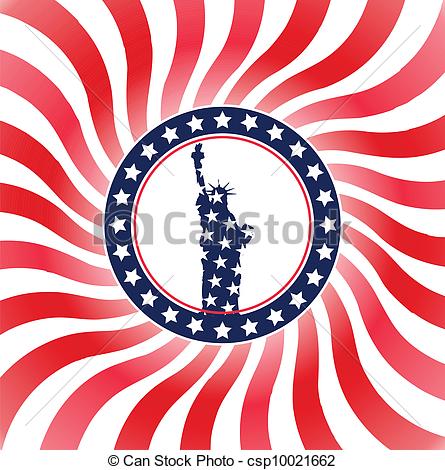 445x470 Illustration Of Statue Of Liberty On Flag Colors Clip Art Vector