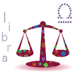150x150 Zodiac Sign Of Libra With Colorful Flowers On Starry Background