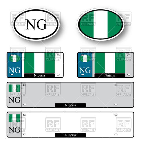 480x480 Template Of Car Plate Number With Flag Of Nigeria And Oval Bumper
