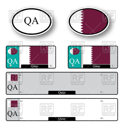 480x480 Template Of Car Plate Number With Flag Of Qatar And Oval Bumper