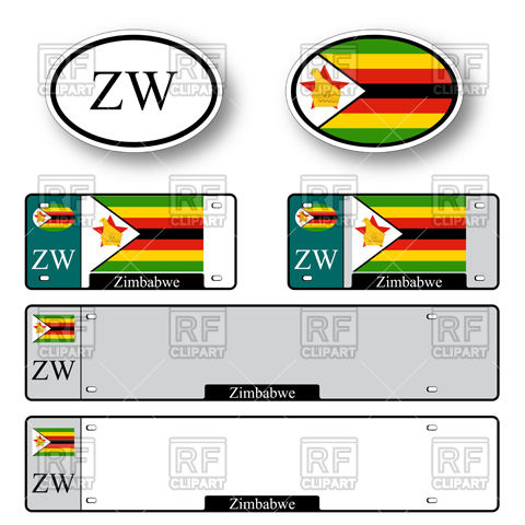480x480 Template Of Car Plate Number With Flag Of Zimbabwe And Oval Bumper