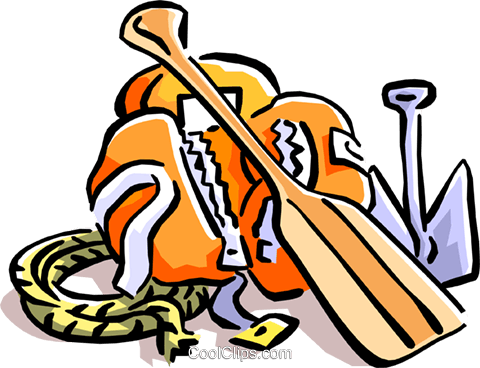 480x368 Canoeingpaddleslifejacket Etc. Royalty Free Vector Clip Art