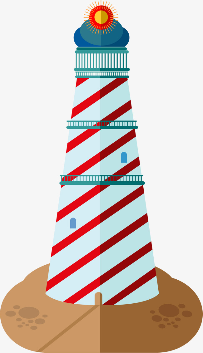650x1131 Cartoon Lighthouse Building, Tower, Seaside Architecture, Sea