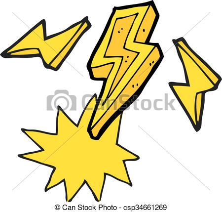 450x429 Freehand Drawn Cartoon Lightning Bolt Doodle Clip Art Vector