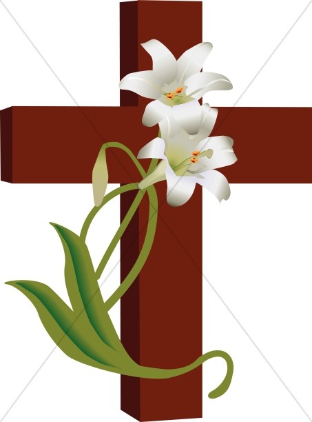 453x612 Cross With Lilies Clipart Cross Clipart