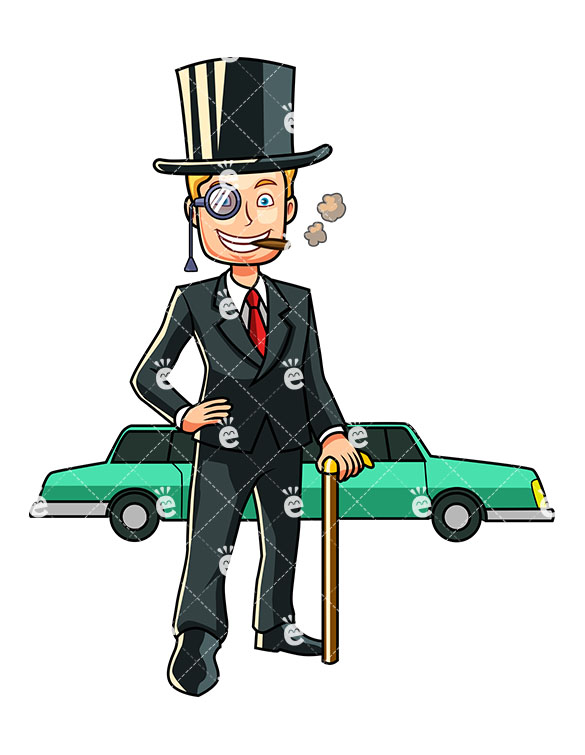 585x755 A Wealthy Man Standing Before A Long Limousine
