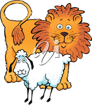 308x350 Clipart Illustration Of A Lamb And A Lion
