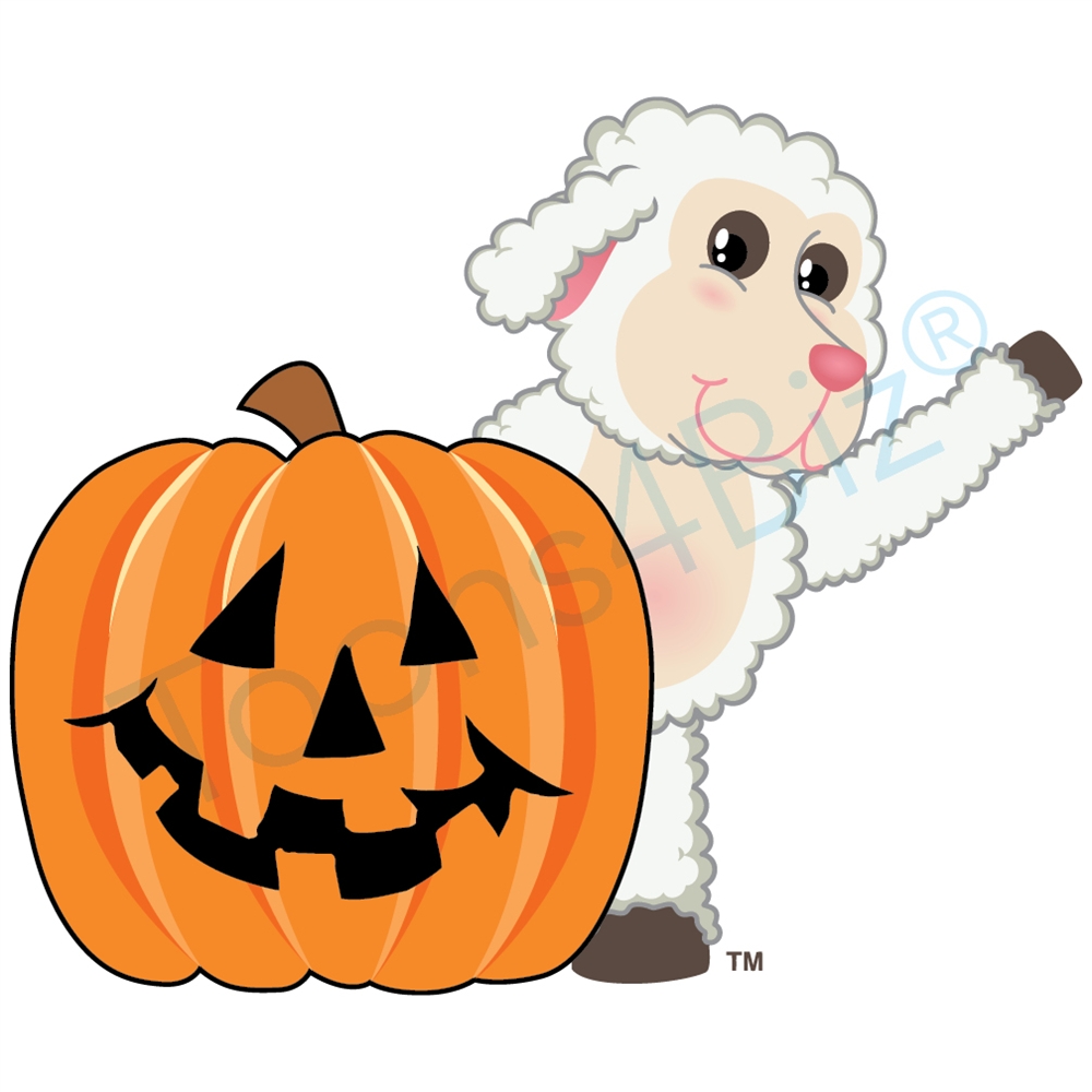 1000x1000 Lamb Mascot Clipart With Halloween Pumpkin