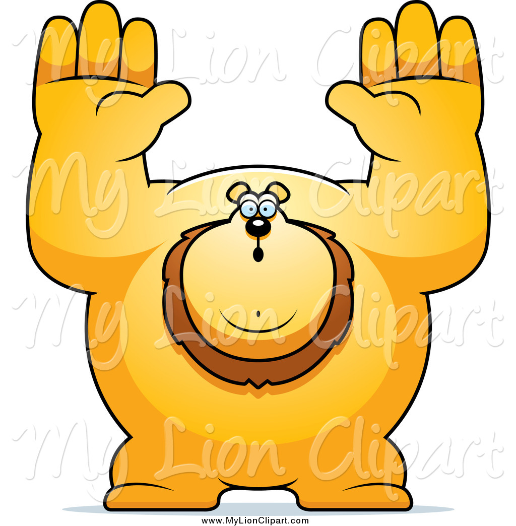 1024x1044 Clipart Of A Buff Lion Giving Up With His Arms In The Air By Cory
