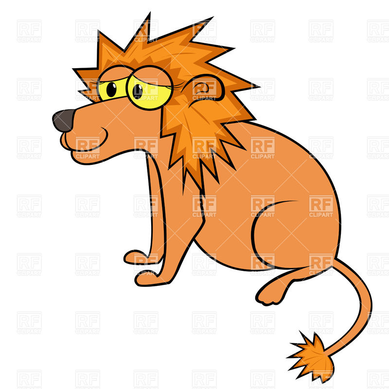 800x800 Simple Sitting Cartoon Lion Royalty Free Vector Clip Art Image