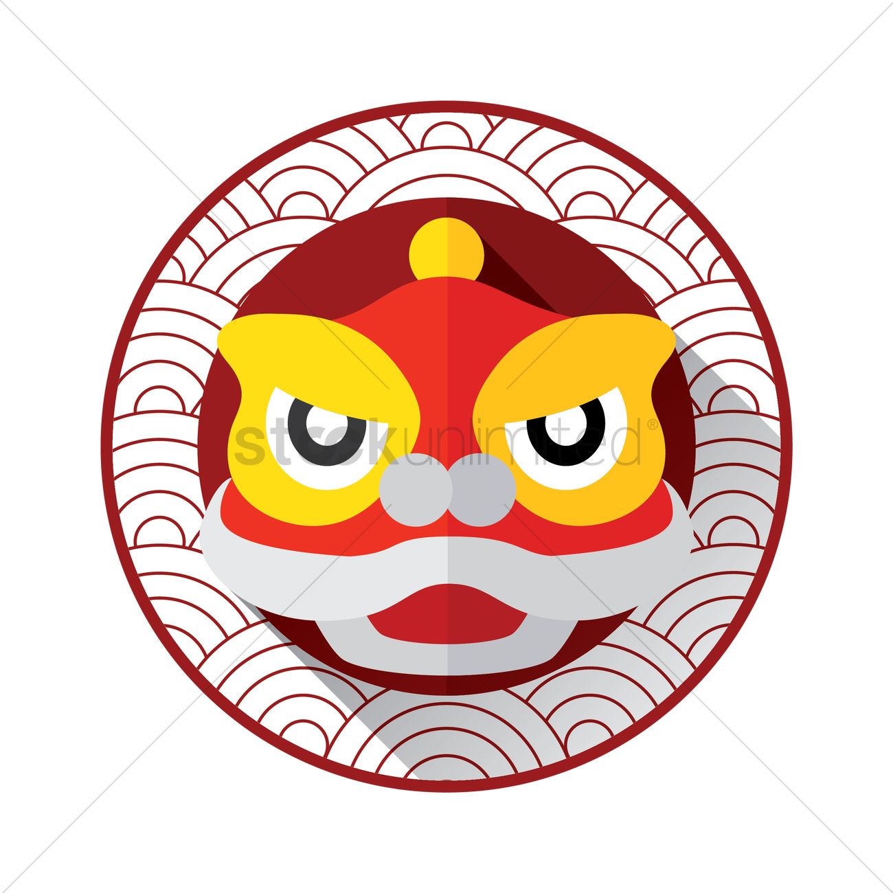 1300x1300 Lion Dance Head Vector Image