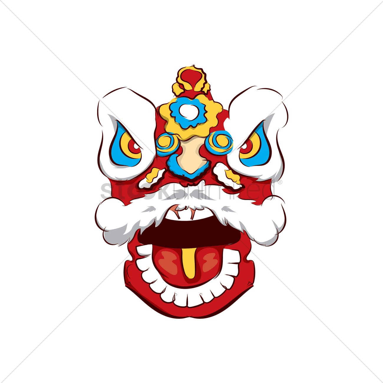 1300x1300 Lion Dance Head Vector Image