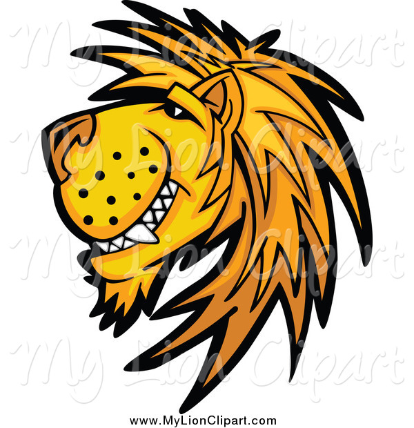 600x620 Clipart Of A Grinning Male Lion Face In Profile By Chromaco