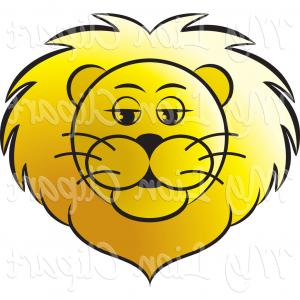 300x300 Big Cat Vector Clipart Of A Black And White Lion Head In Profile