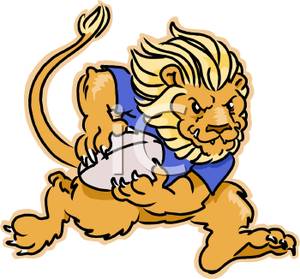 300x279 Clip Art Image A Lion Playing Football