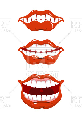 266x400 Set Of Smile Lips, Open Mouth Royalty Free Vector Clip Art Image