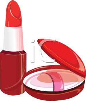 299x350 Royalty Free Clip Art Image Red Lipstick And A Face Powder Compact