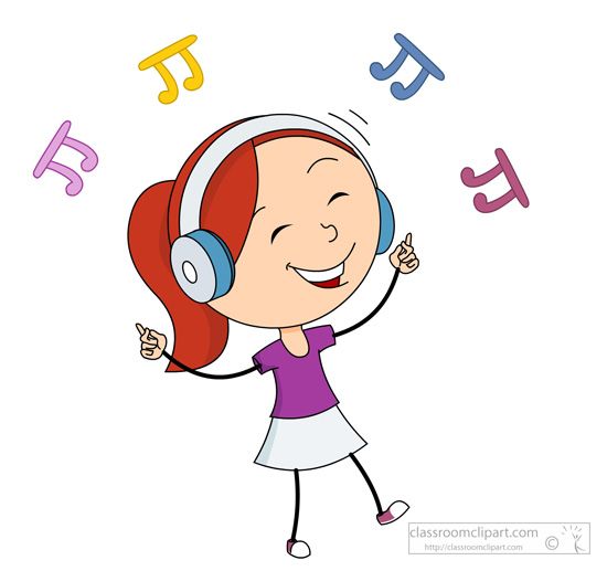550x517 Music Girl Happy Dancing While Listening Music Clipart 197