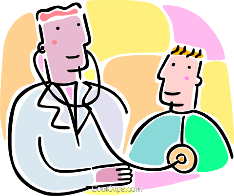 480x403 Doctor Listening To Heart Beat Royalty Free Vector Clip Art