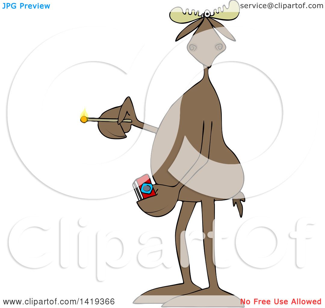 1080x1024 Clipart Of A Cartoon Moose Holding A Lit Match