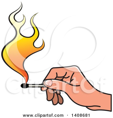 450x470 Clipart Of A Hand Holding A Lit Match