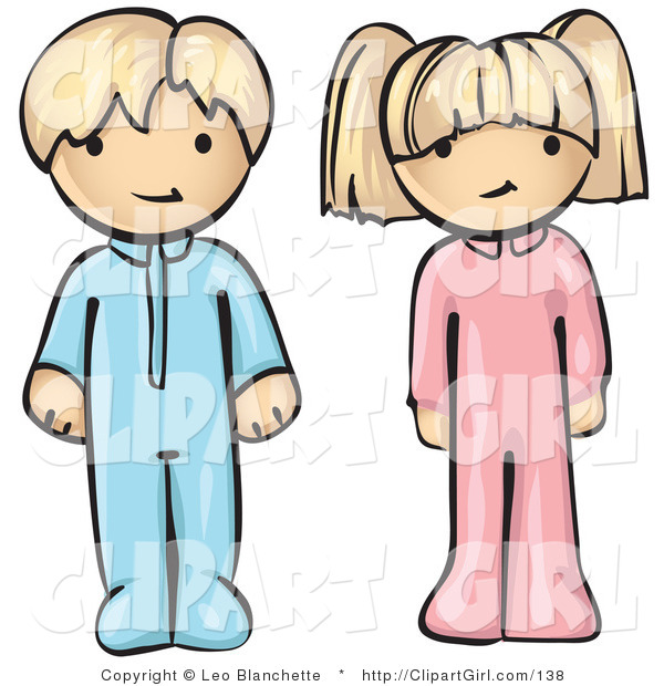 600x620 Clip Art Of Two Cute Blond Twins, A Little Boy And A Little Girl