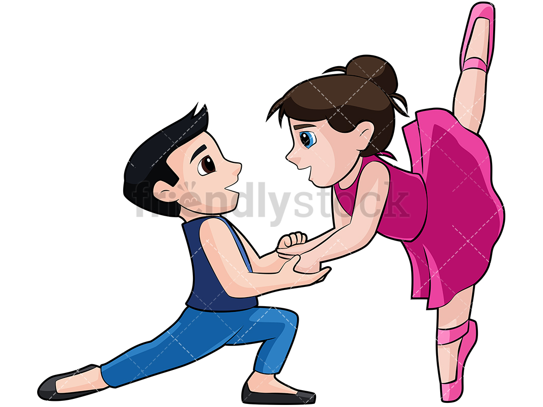1067x800 Little Boy And Girl Ballet Cartoon Vector Clipart