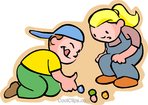480x343 Little Boy And Girl With Marbles Royalty Free Vector Clip Art