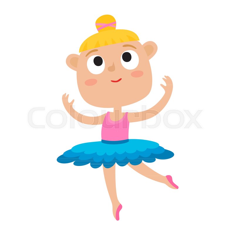 800x800 Vector Cartoon Illustration Of Little Girl Dancer. Cute Ballet