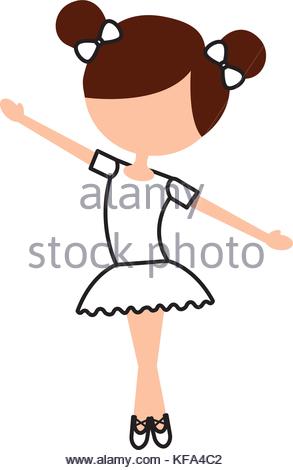 293x470 The Little Girl Danced Ballet With Tutu Dress And Bun Hair Stock