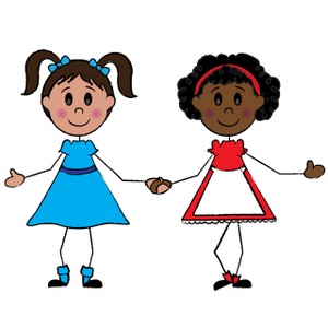 300x300 Girl Images Clip Art Two Little Girl Friends One Black And One