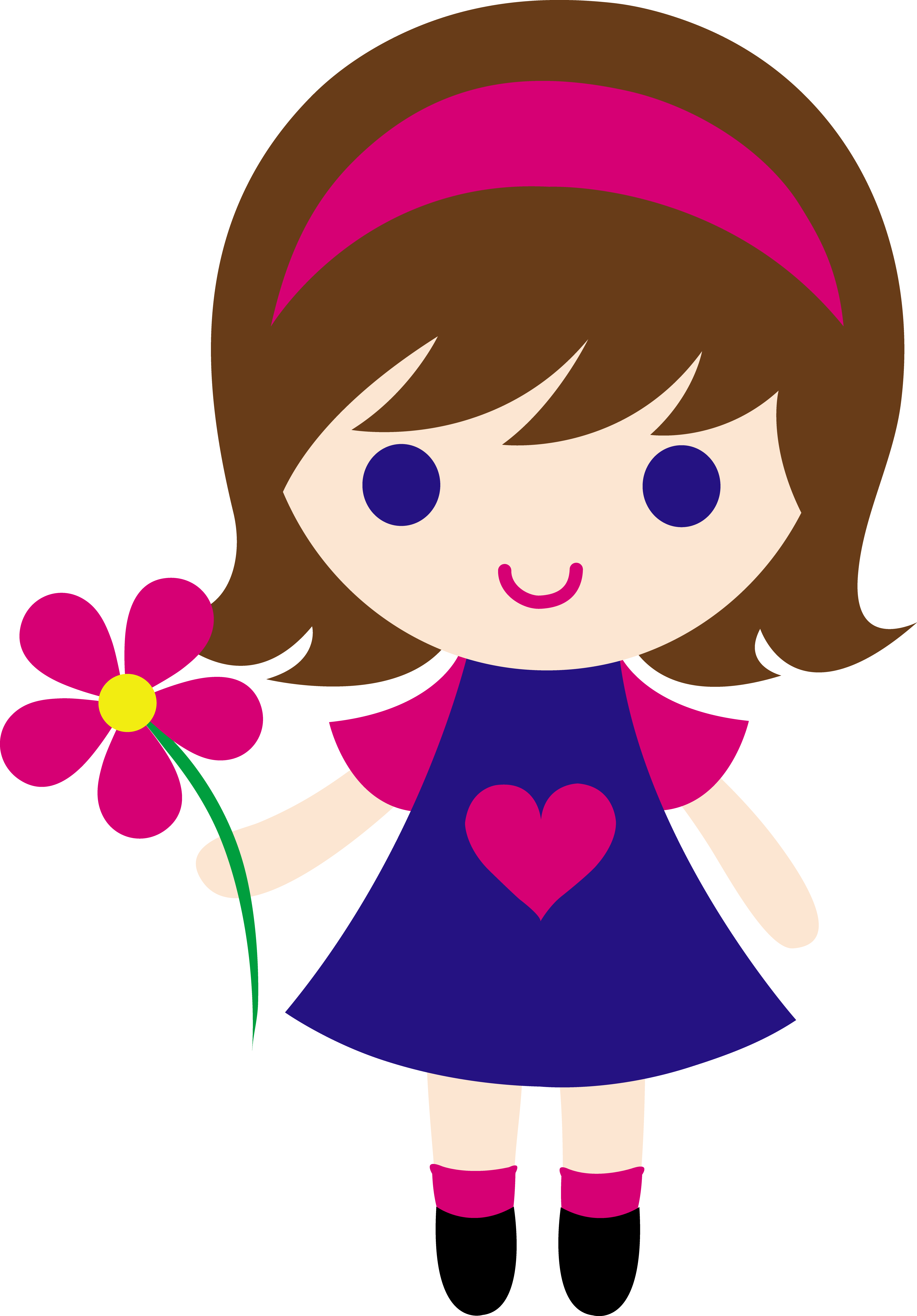 4330x6214 My Clip Art Of A Little Girl Holding A Pink Daisy. Sweet Clip
