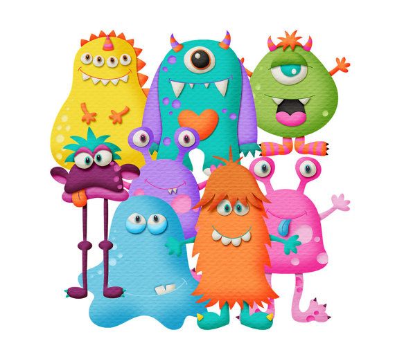 570x519 Funny Little Monsters Clipart. 8 Images With 3d Effect