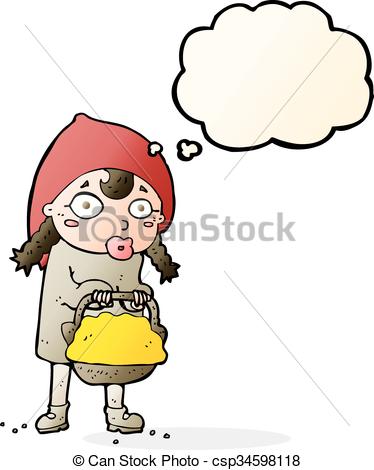 374x470 Little Red Riding Hood Cartoon With Thought Bubble Vector Clip Art