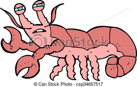 450x286 Freehand Drawn Cartoon Lobster Vector Clip Art