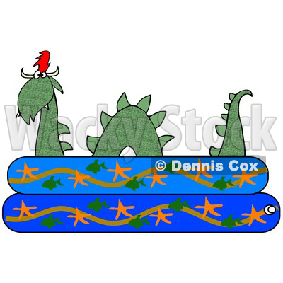 400x400 Clipart Of Green Loch Ness Monster Plesiosaur Dinosaur In