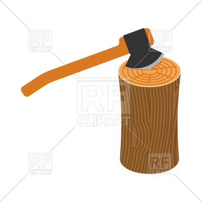 400x400 Log And Axe Isolated Royalty Free Vector Clip Art Image