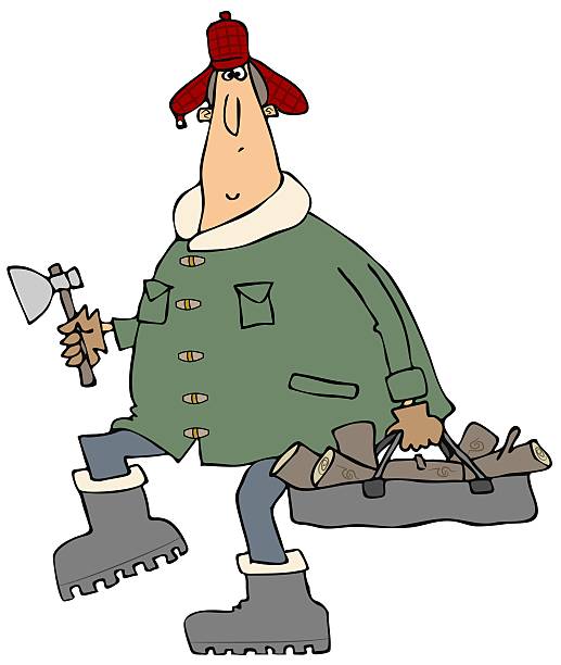 517x612 Man Carrieing Logs Clipart