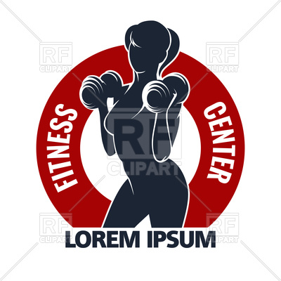400x400 Fitness Club Or Gym Emblem With Training Muscled Woman Royalty