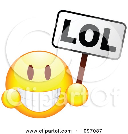 450x470 Clipart Grinning Yellow Emoticon Smiley Face Holding An Lol Sign